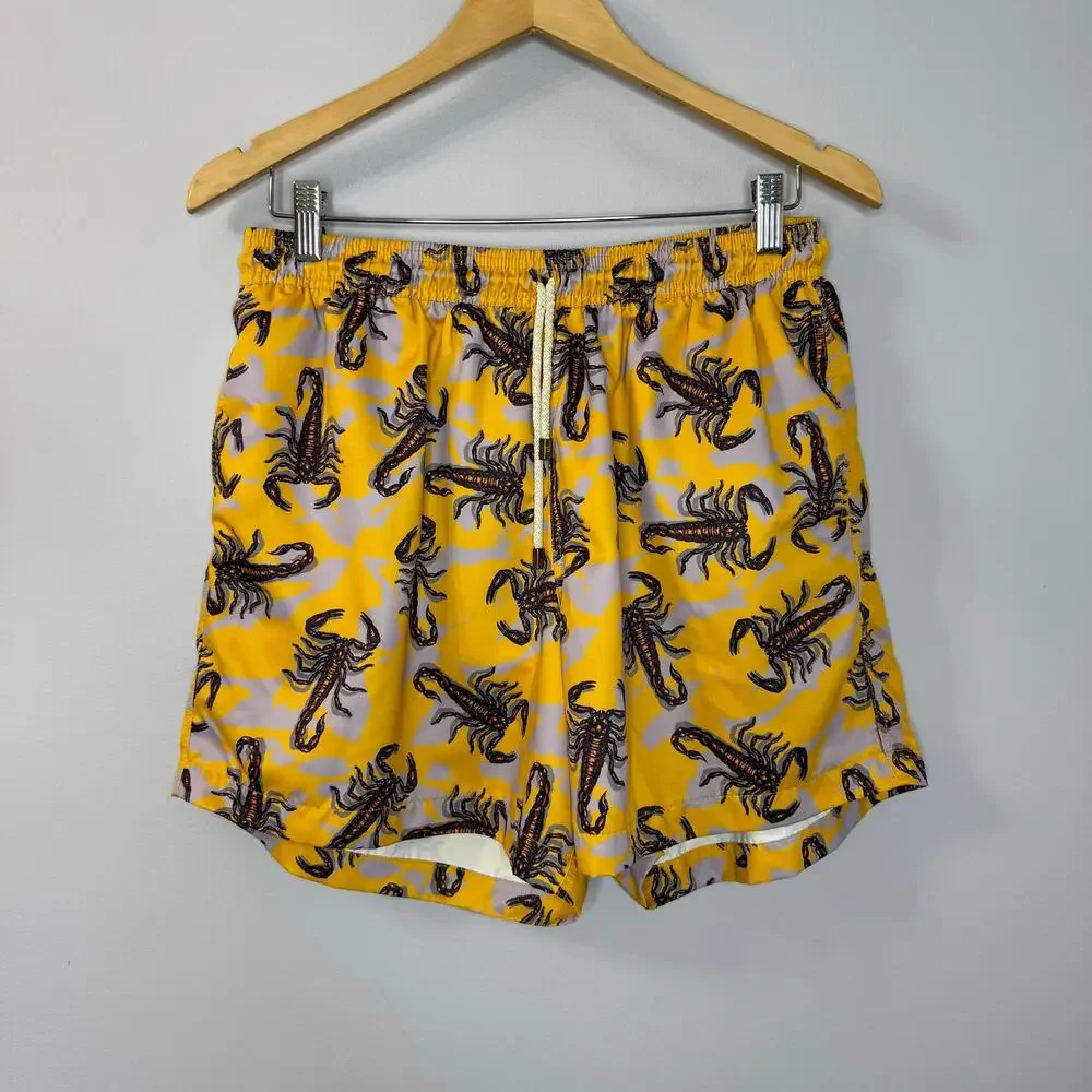 Azulu Yellow Scorpions Print Men's Swim Trunk 6